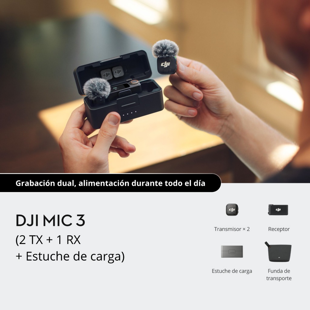 DJI Mic 3 (2 TX + 1 RX + Estuche de carga) - DJI